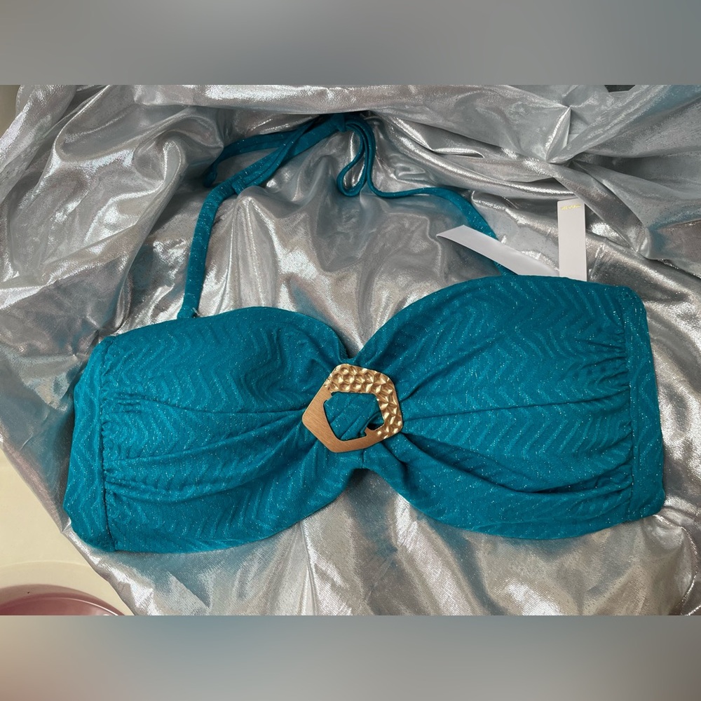 Trina Turk Swim Top Bikini Top Turquoise ๐๏ธ NWT ๐๏ธ Size 12 ๐๏ธ - Picture 2 of 8